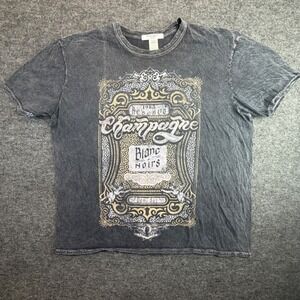 Project Social T Champagne Graphic Tee Womens One Size Charcoal Mineral Wash USA